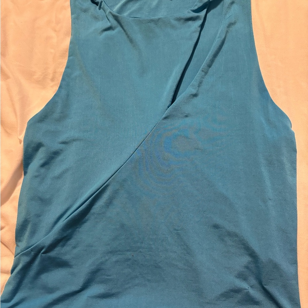 Asymmetrical Blue Tank Top with Unique Style